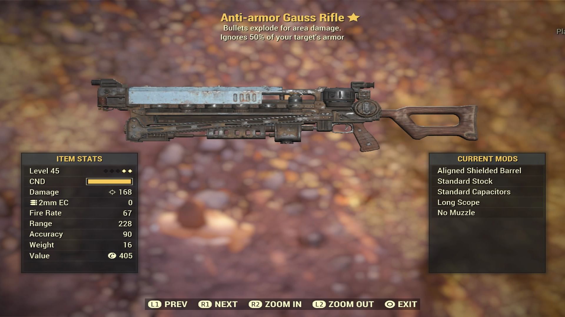 Fallout 76 Anti-armor Gauss Rifle - Level 45