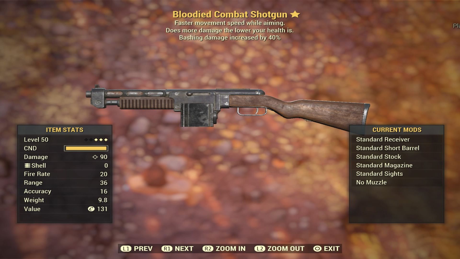Fallout 76 Bloodied Combat ShotGun - Level 50