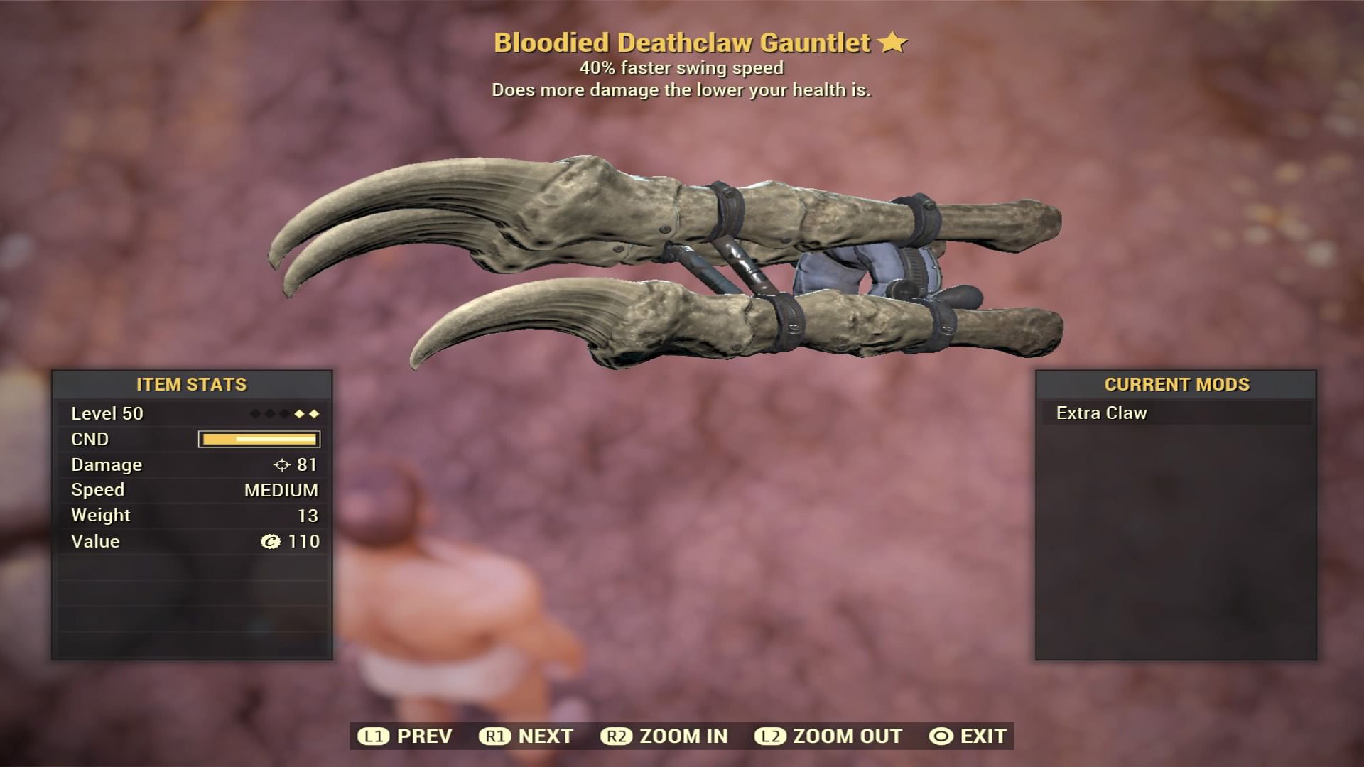 Fallout 76 Bloodied Deathclaw Gauntlet - Level 50