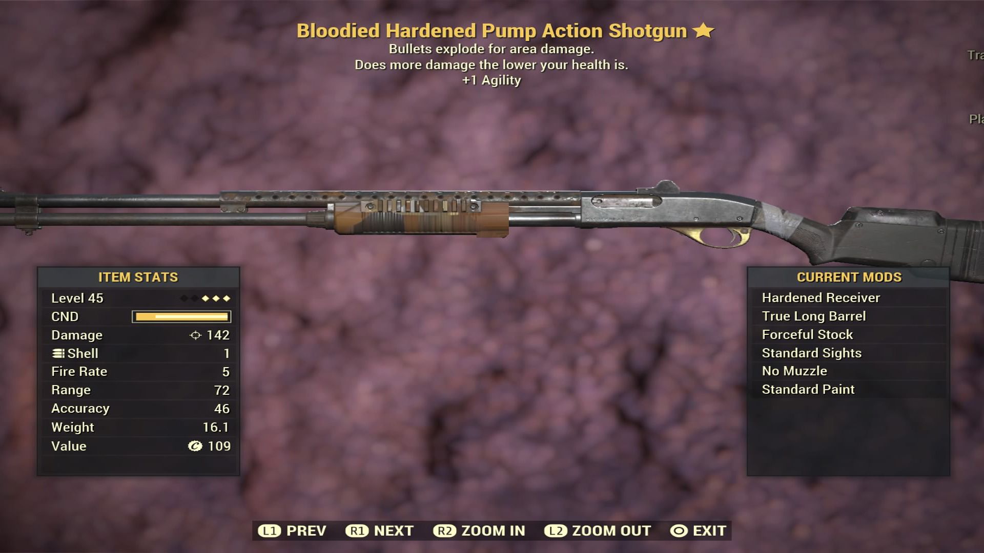 Fallout 76 Bloodied Hardened Pump Action Shotgun - Level 45