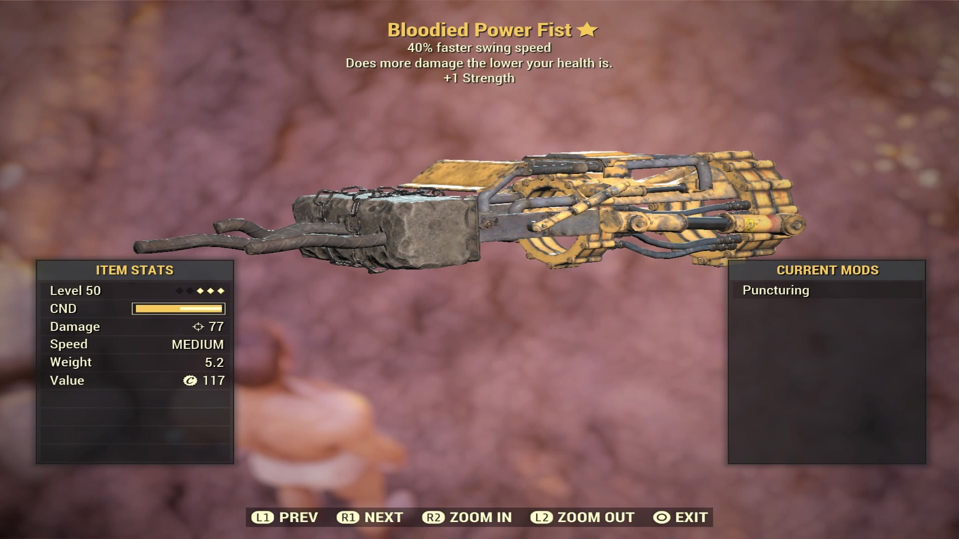 Fallout 76 Bloodied Power Fist - Level 50