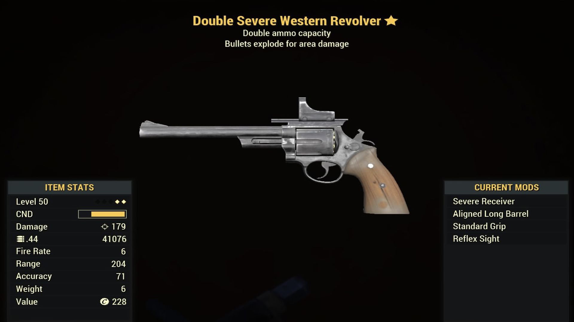 Fallout 76 Double Severe Western Revolver - Level 50