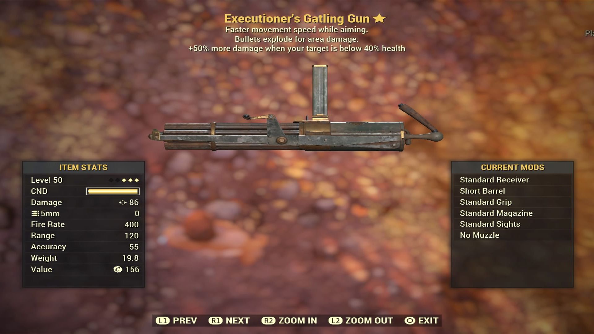 Fallout 76 Executioner‘s Gatling Gun - Level 50