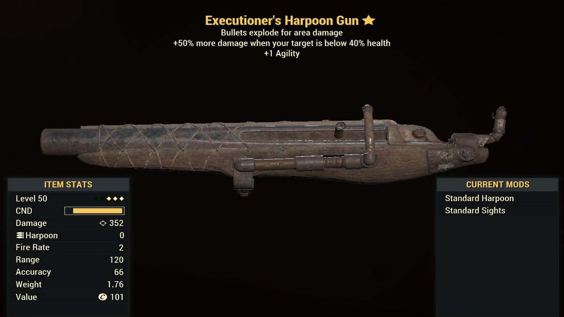 Fallout 76 Executioners Harpoon Gun - Level 50