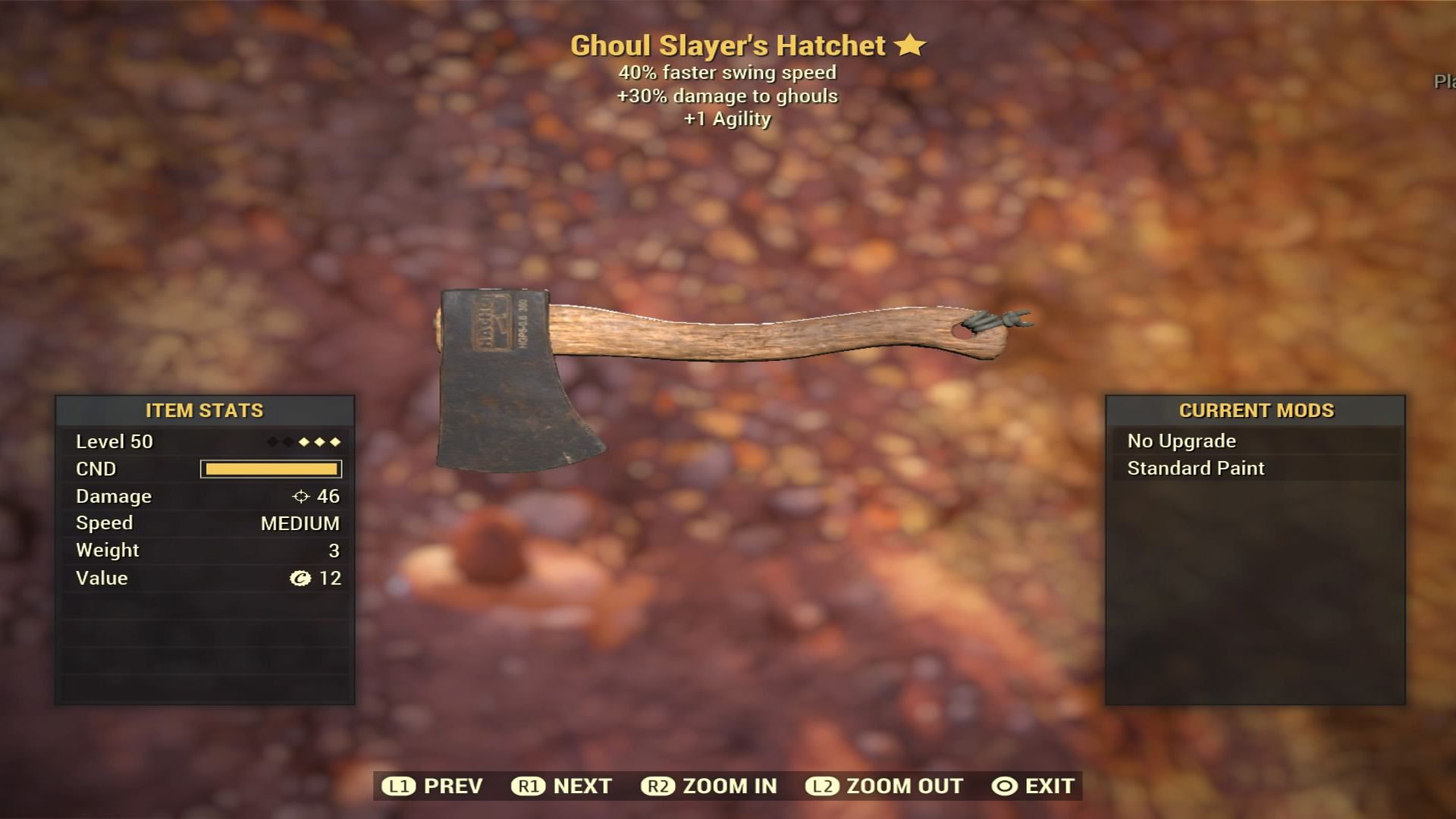 Fallout 76 Ghoul Slayer’s Hatchet - Level 50