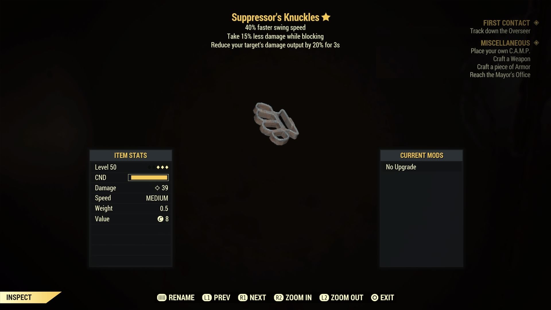 Fallout 76 Suppressor s Knuckles- Level 50